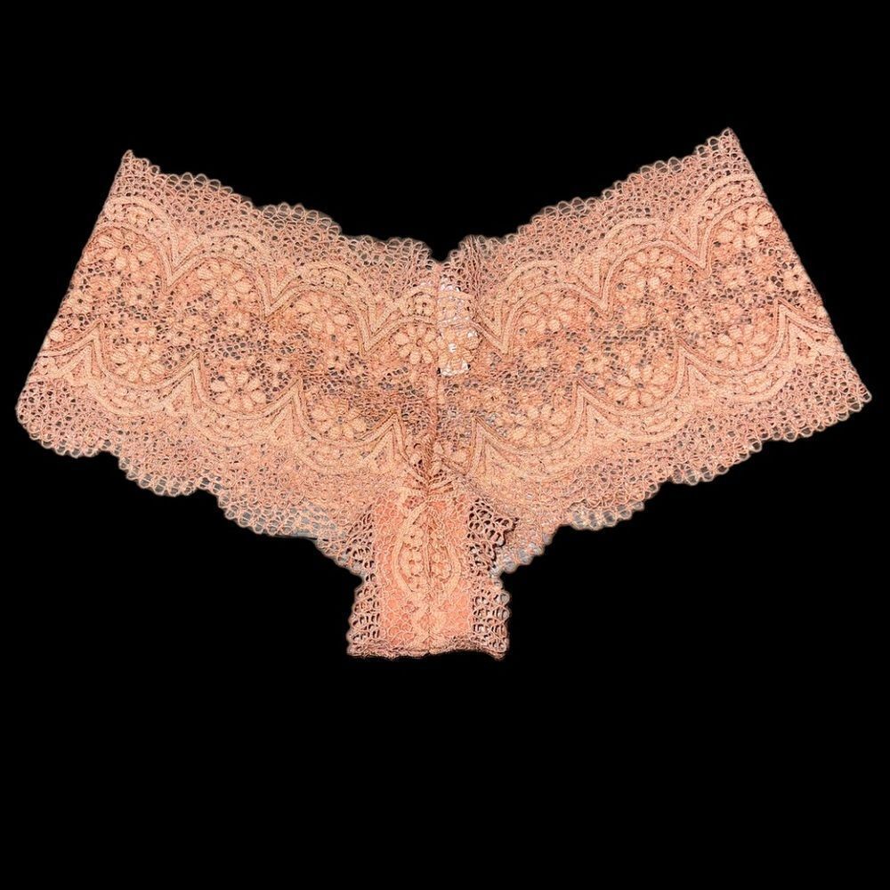 Victoria’s Secret body crochet lace Boyshort shortie panty apricot Large new